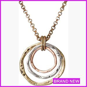 Boho Circle Pendant Necklace Handmade Artisan Statement Jewelry Gold Silver